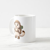Adventure Okojo Mug – Cute Hiking Stoat Illustrati Koffiemok (Voorkant links)
