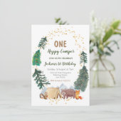 Adventure One Camper eerste verjaardag uitnodiging (Staand voorkant)