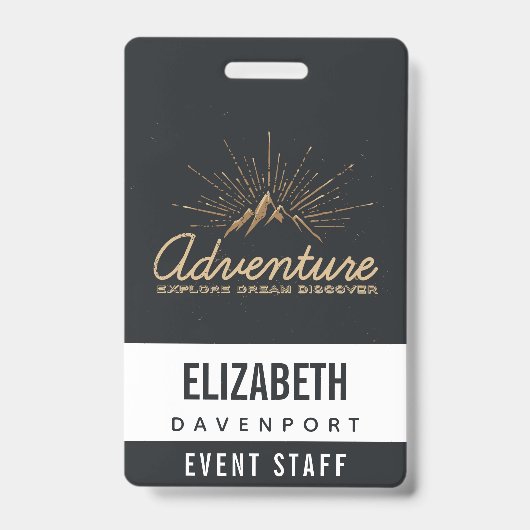 Adventure Ontdek Dream Discover Typografie Badge (Voorzijde)