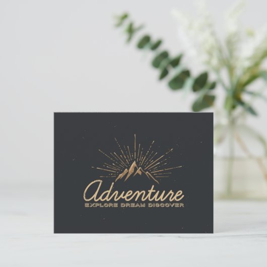 Adventure Ontdek Dream Discover Typografie Briefkaart (Staand voorkant)