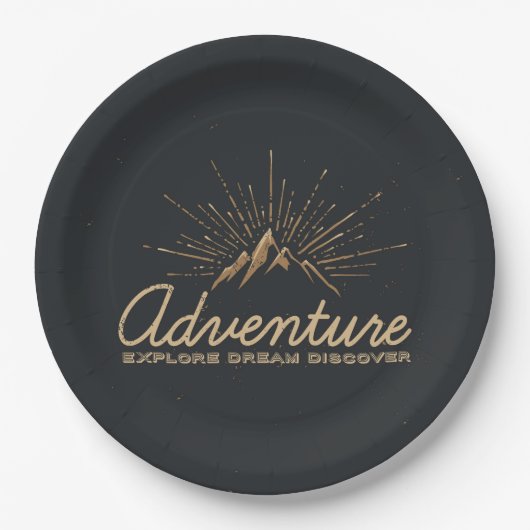 Adventure Ontdek Dream Discover Typografie Papieren Bordje (Voorkant)
