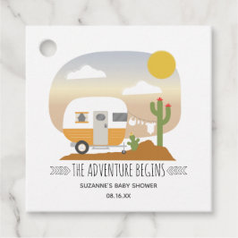 Adventure Oranje Camper Clothesline Baby shower Bedankjes Labels