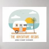 Adventure Oranje strand Camper Neutraal Baby showe Poster (Voorkant)