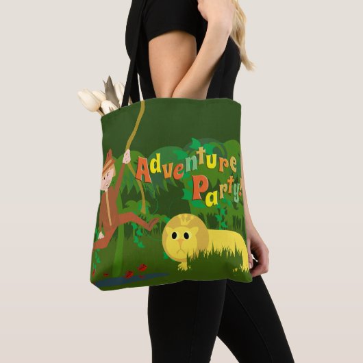 Adventure Party Schattige Fun Oerwoud Design Tote Bag (Dichtbij)