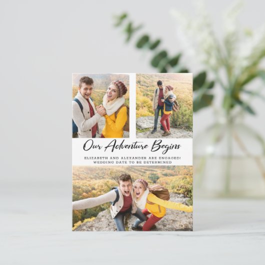 Adventure Photo Verloving Announcement Briefkaart (Staand voorkant)