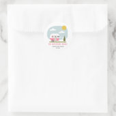 Adventure Pink Camper Clothesline Baby shower Ronde Sticker (Tas)