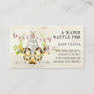 Adventure Pink Girl Hedégel Teepee Diaper Raffle Informatiekaartje