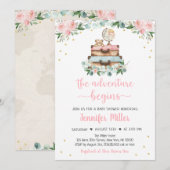 Adventure Pink Gold Floral Travel Baby shower Kaart (Voorkant / Achterkant)