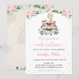 Adventure Pink Gold Floral Travel Vrijgezellenfees Kaart