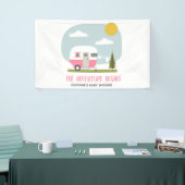Adventure Pink Retro Camper Girl Baby shower Spandoek (Beurs)