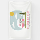 Adventure Pink Retro Camper Girl Baby shower Spandoek (Verticaal)