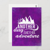 Adventure Quote - bergen op Paarse achtergrond Briefkaart (Voorkant / Achterkant)