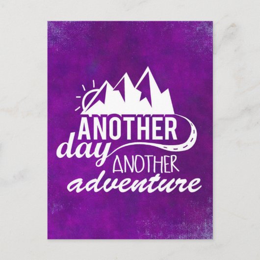 Adventure Quote - bergen op Paarse achtergrond Briefkaart (Voorkant)
