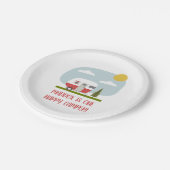 Adventure Red Camper Birthday Paper Borden Papieren Bordje (Gekanteld)