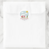 Adventure Red Camper Clothesline Baby shower Ronde Sticker (Tas)