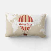 Adventure Red Hot Air ballon en Wereldkaart Kussen (Achterkant)