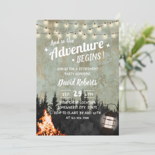 Adventure Retiremen Rustic Camping Bonfire Lantern Kaart (Staand voorkant)