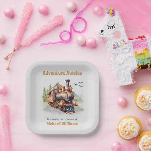 Adventure Retirement  treinbergen Papieren Bordje (Feest)