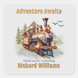 Adventure Retirement Vintage Train Mountains  Vierkante Sticker