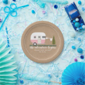 Adventure Retro Camper Trailer Girl Baby shower Papieren Bordje (Feest)