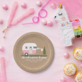Adventure Retro Camper Trailer Girl Baby shower Papieren Bordje (Feest)