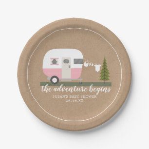 Adventure Retro Camper Trailer Girl Baby shower Papieren Bordje