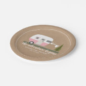 Adventure Retro Camper Trailer Girl Baby shower Papieren Bordje (Gekanteld)