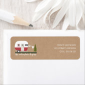 Adventure Retro Camper Trailer Neutraal Baby showe Etiket (Insitu)