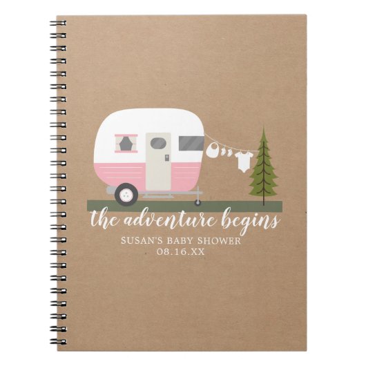 Adventure Retro Trailer Camper Girl Baby shower Notitieboek (Voorkant)