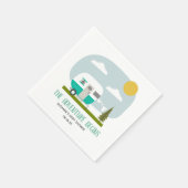 Adventure Retro Turquoise Camper Boy Baby shower Servet (Hoek)