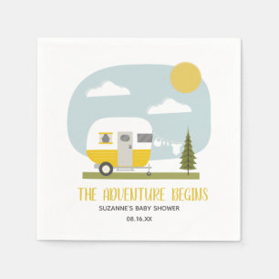 Adventure Retro Yellow Camper Neutraal Baby shower Servet
