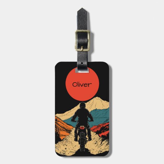 Adventure Rider Illustration Bagagelabel (Voorkant verticaal)