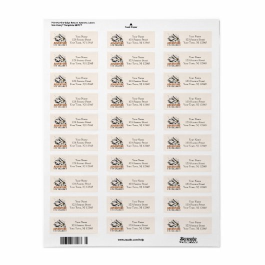 Adventure roept het label Return Address op (Full Sheet)
