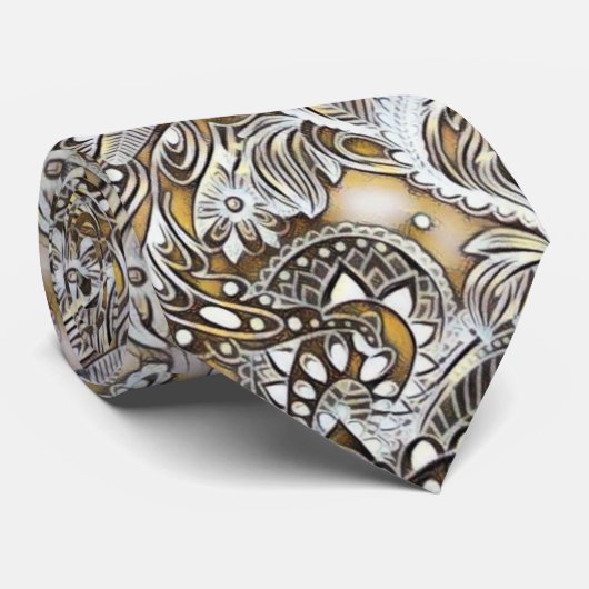 Adventure Royal Satin Cream Paisley Stropdas (Opgerold)