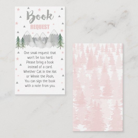 Adventure Roze Book Request Card 3.5 x 2 Informatiekaartje (Voorkant / Achterkant)