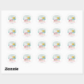 Adventure Roze Camper Beach Girl Baby shower Ronde Sticker (Vel)
