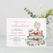 Adventure Roze Floral Travel Vrijgezellenfeest Kaart (Staand voorkant)