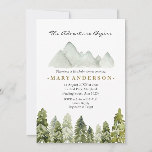 Adventure Rustic Boho Forest baby shower Kaart (Voorkant)