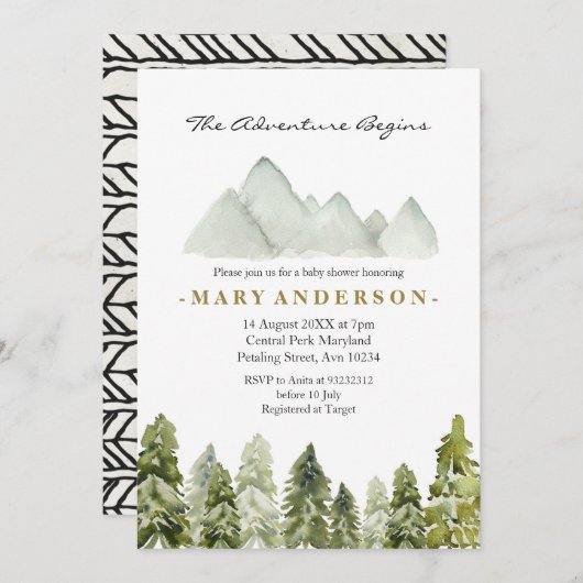 Adventure Rustic Boho Forest baby shower Kaart (Voorkant / Achterkant)