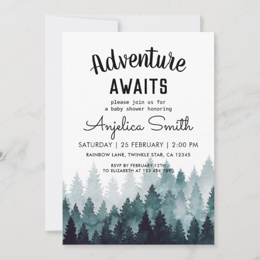 Adventure Rustic Forest Baby shower Kaart (Voorkant)