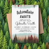 Adventure Rustic Forest Baby shower Kaart