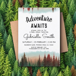 Adventure Rustic Forest Baby shower Kaart