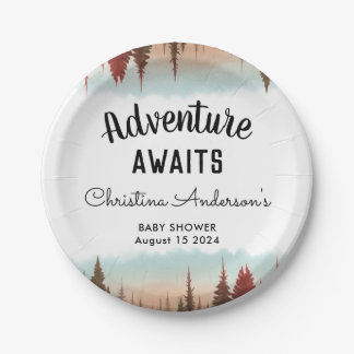 Adventure Rustic Forest Baby shower Papieren Bordje