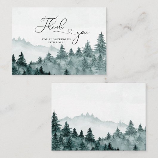 Adventure Rustic Forest Montation Waterverf bedank Notitiekaartje (Voorkant / Achterkant)