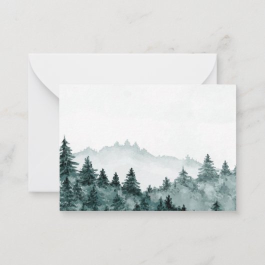 Adventure Rustic Forest Montation Waterverf bedank Notitiekaartje (Achterkant)