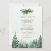 Adventure Rustic Pine Forest All In One Wedding Kaart (Achterkant)