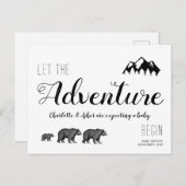 Adventure Rustic Walking Woodland Beren Zwangersch Aankondigingskaart (Voorkant / Achterkant)