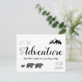 Adventure Rustic Walking Woodland Beren Zwangersch Aankondigingskaart (Staand voorkant)