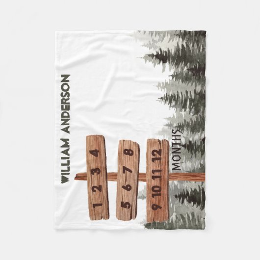 Adventure Rustic Wood & Tree Waterverf Mijlsteen Fleece Deken (Voorkant)