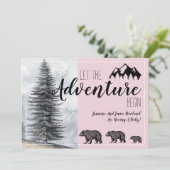 Adventure Rustic Woodland Beer Roze Zwangerschap Kaart (Staand voorkant)